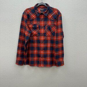 Outdoor Research Blue Orange Feedback Flannel Long Sleeve Button Shirt Men Large